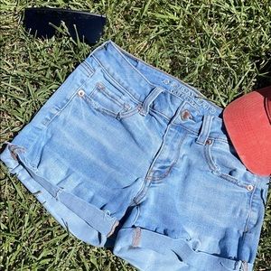 light washed denim shorts